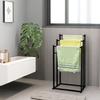 Three-layer black bathroom towel rack, iron floor-standing towel rack, space-saving shower room towel organizer, towel hanger
