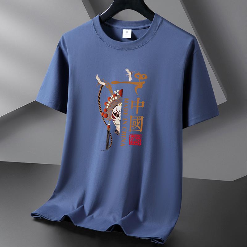 Peking Opera 10 barev Pure Cotton Pánské tričko s kulatým výstřihem Krátký rukáv Volný Pánské tričko Velká velikost S-6XL