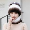 New Women's Rex Rabbit Hair Hat Winter Thickened Warm Fashion Versatile Elastic Fur Woven Hand Sewn Knitted Hat