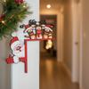 Christmas Wooden Door Hangings Santa Reindeers Carving Wall Ornament For Indoor Outdoors Holiday Season Home Decoration Easy Installation