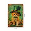 Vintage Metal Poster Cat Leprechaun Hat Irish Decor for Wall