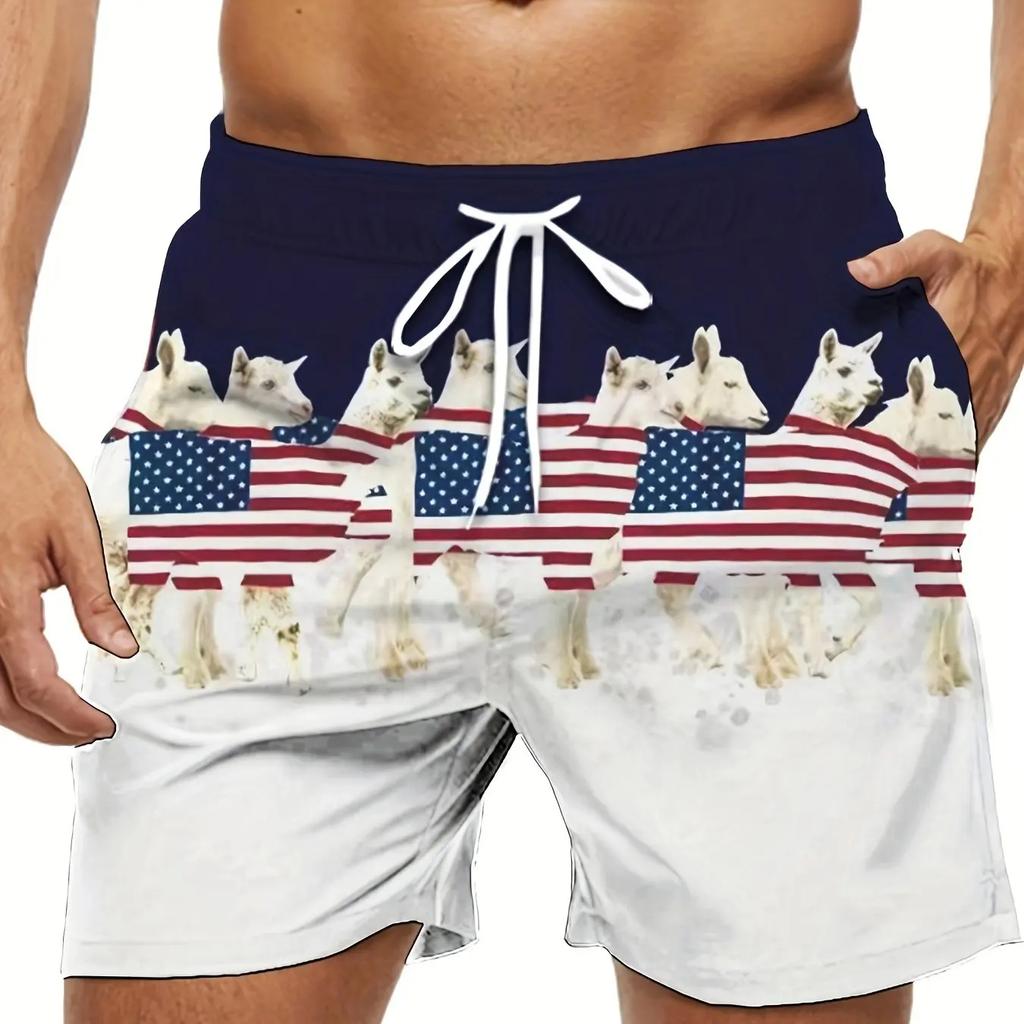 Pantaloncini da Bagno con Stampa Bandiera Americana Estivi da Uomo Pantaloncini da Spiaggia Traspiranti Corti Asciugatura Rapida Pantaloncini Sportivi Jogging Uomo Pantalone Corto