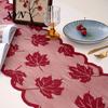 Fall Harvest Table Decor Runner Decorations, Maples Leaves Lace Orange Seasonal Dining Room Tablecloth Runner, Autumn Thanksgiving Decorations