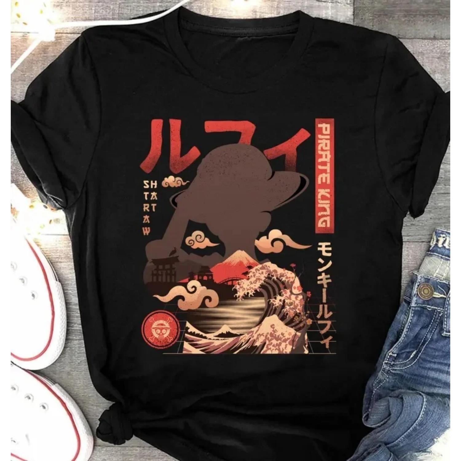 

2026 New One Piece Men and Women s High Quality T-shirt Anime Cartoon Pure Cotton Pure Cotton Short Sleeves Parent-child Outfit S чёрный