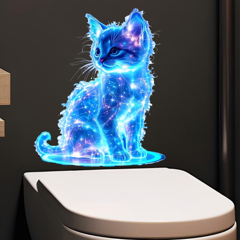 1 Piece Car Window Decoration Charming Blue Cat Motorcycle Stickers Waterproof For Scooter Fuel Tank Front Fairing Vinyl Decals
