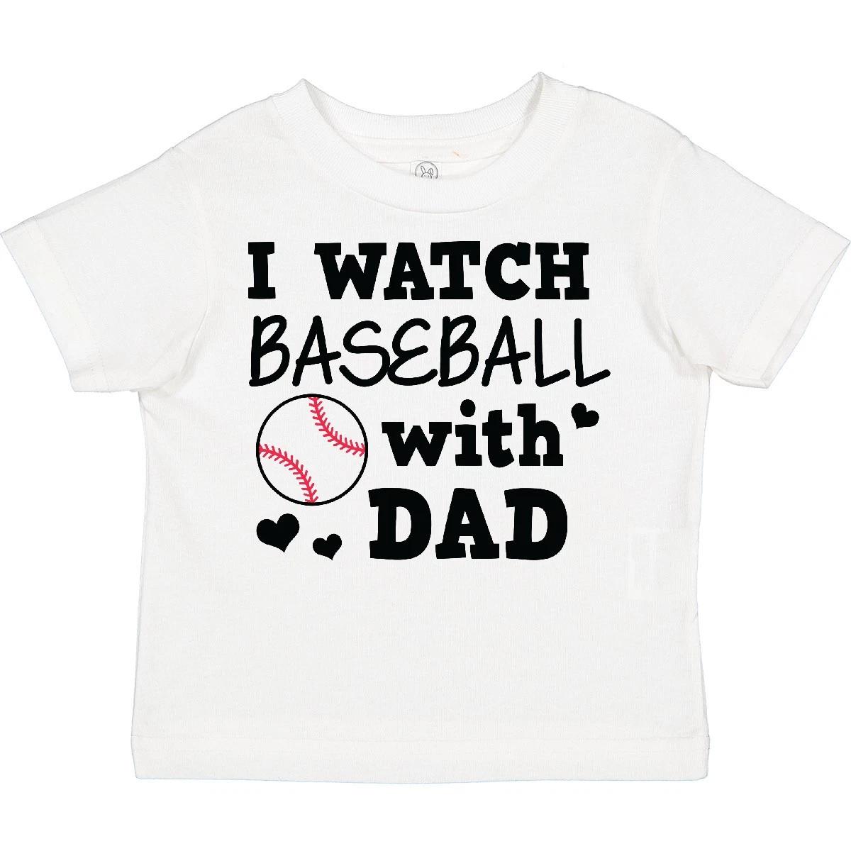 

Inktastic I Watch Baseball With My Dad Toddler kids boys T-Shirt Sports Boy Sport Youth 110