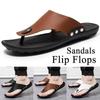 Flip Flops för män Slip On Sandaler Herr Casual Flip Flops Mode Lädersandaler för män Strandskor som andas sommar