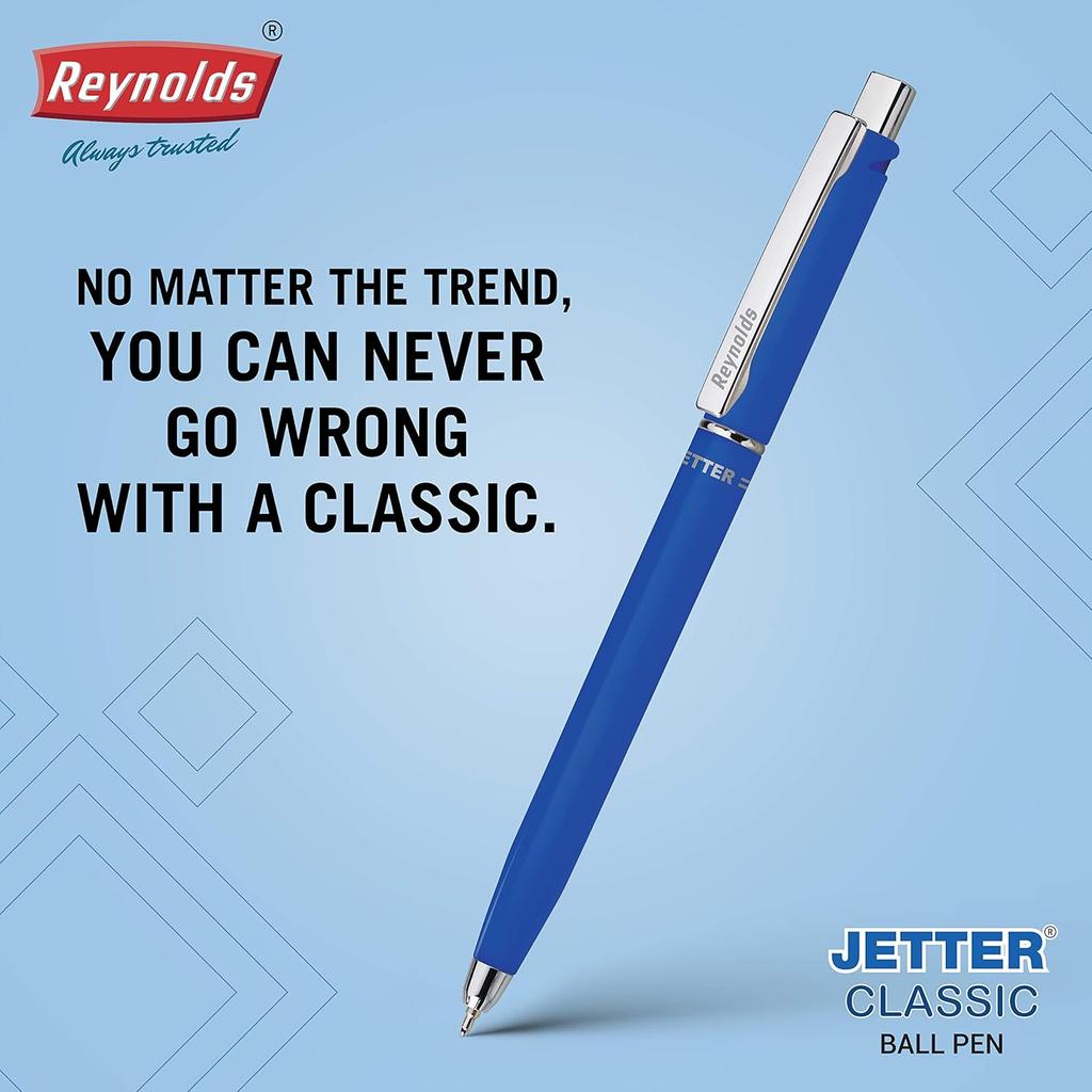 Reynolds Jetter Classic 0.7mm Blue Ink Ball Pens, Pack of 10, Smooth Writing for Office, Home & School