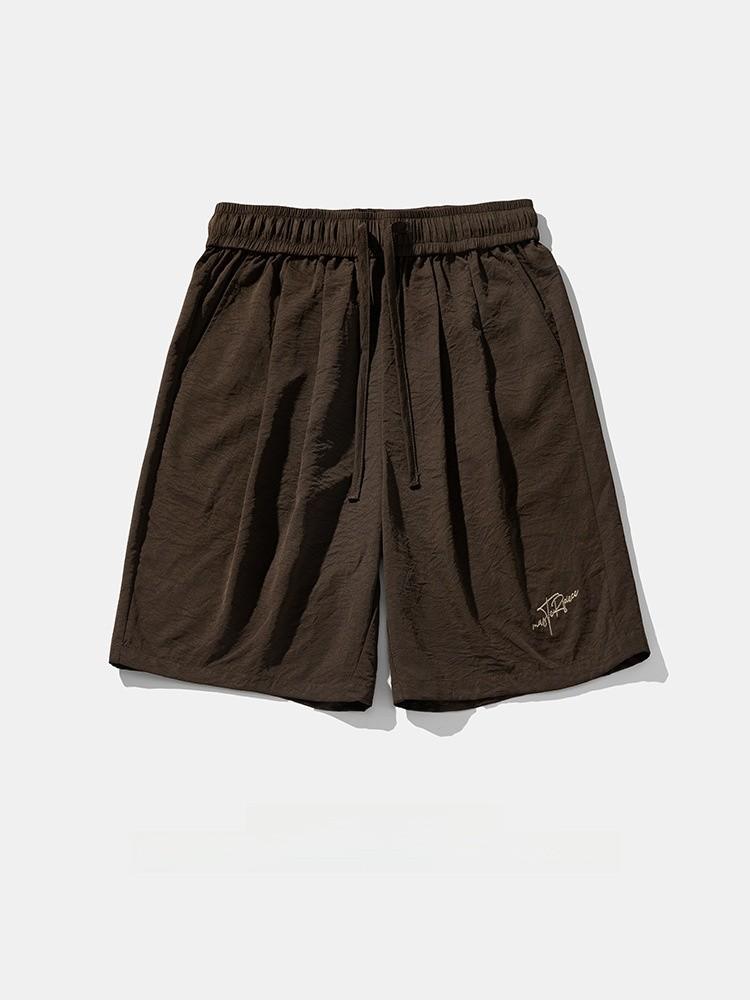 Vintage Style Shorts With Letter Embroidery For Youths