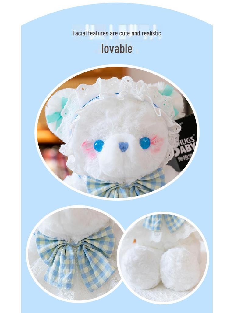 Sweet Lolita Bear Plush Doll - Cute White Bear with Bow and Lace