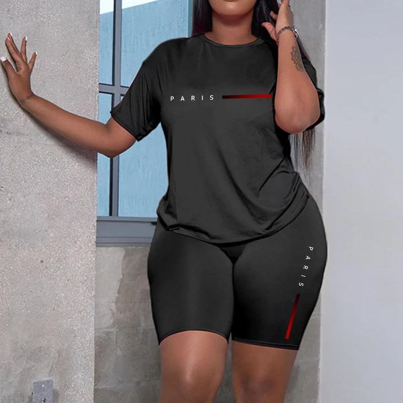 Women's Tracksuit Casual Summer Two Piece Sets Hot Sales Fashion Quality O-Neck Short Sleeve Sports T-Shirts Daily Clothing