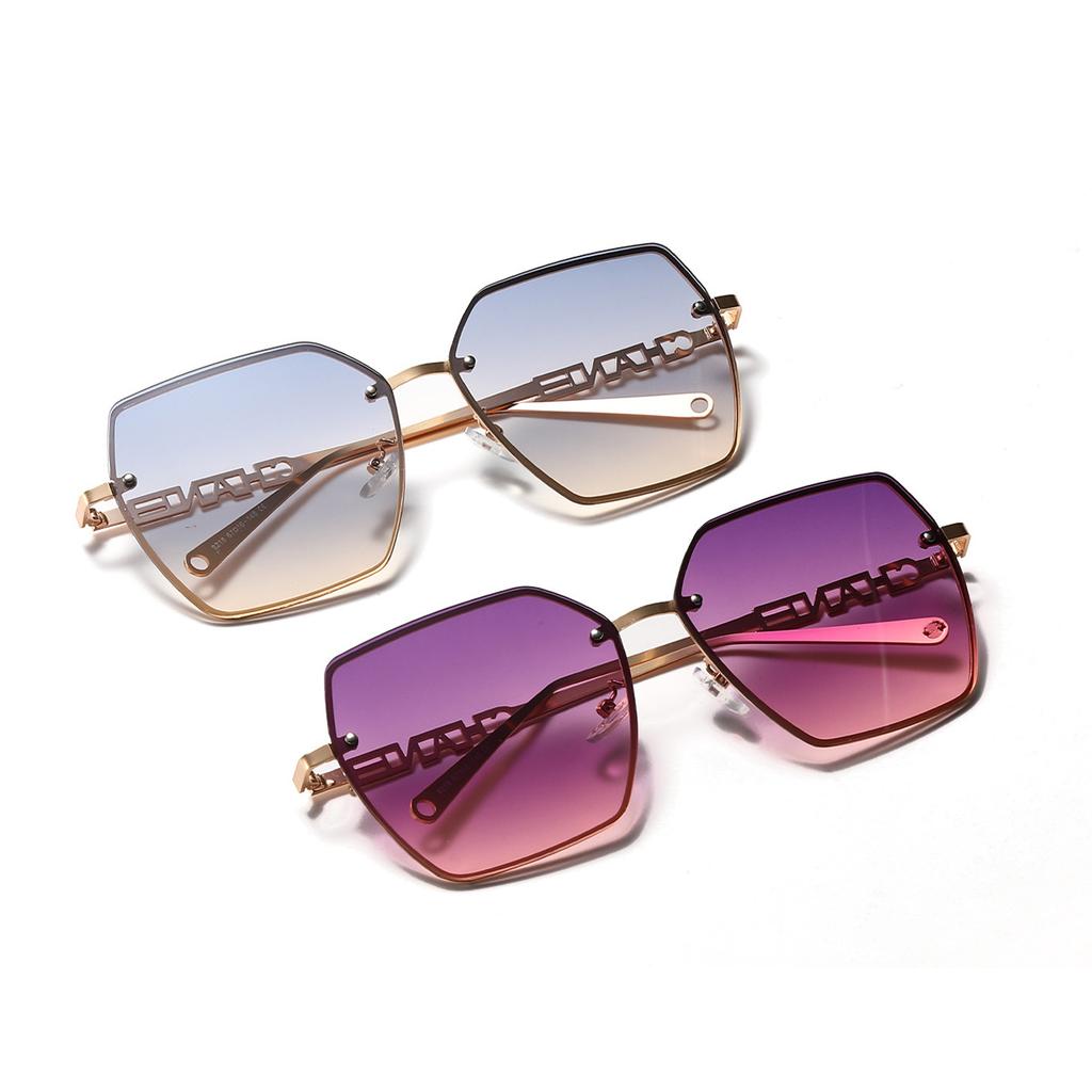 Metal Frame Glasses, Men'S Square Hollow Design Sunglasses, Women'S Ins Face-Covering Sunglasses