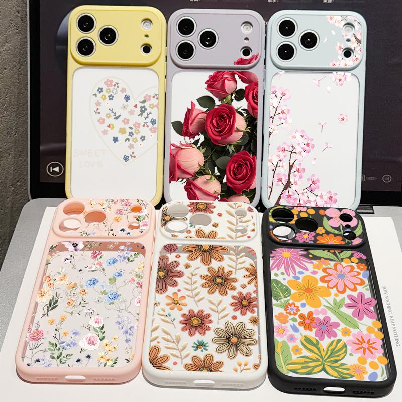 Vintage Floral Pattern Case For iPhone 17 Pro Max Hybrid TPU+PC Clear Back Hard Cover For iPhone 16 15 14 13 Pro Max
