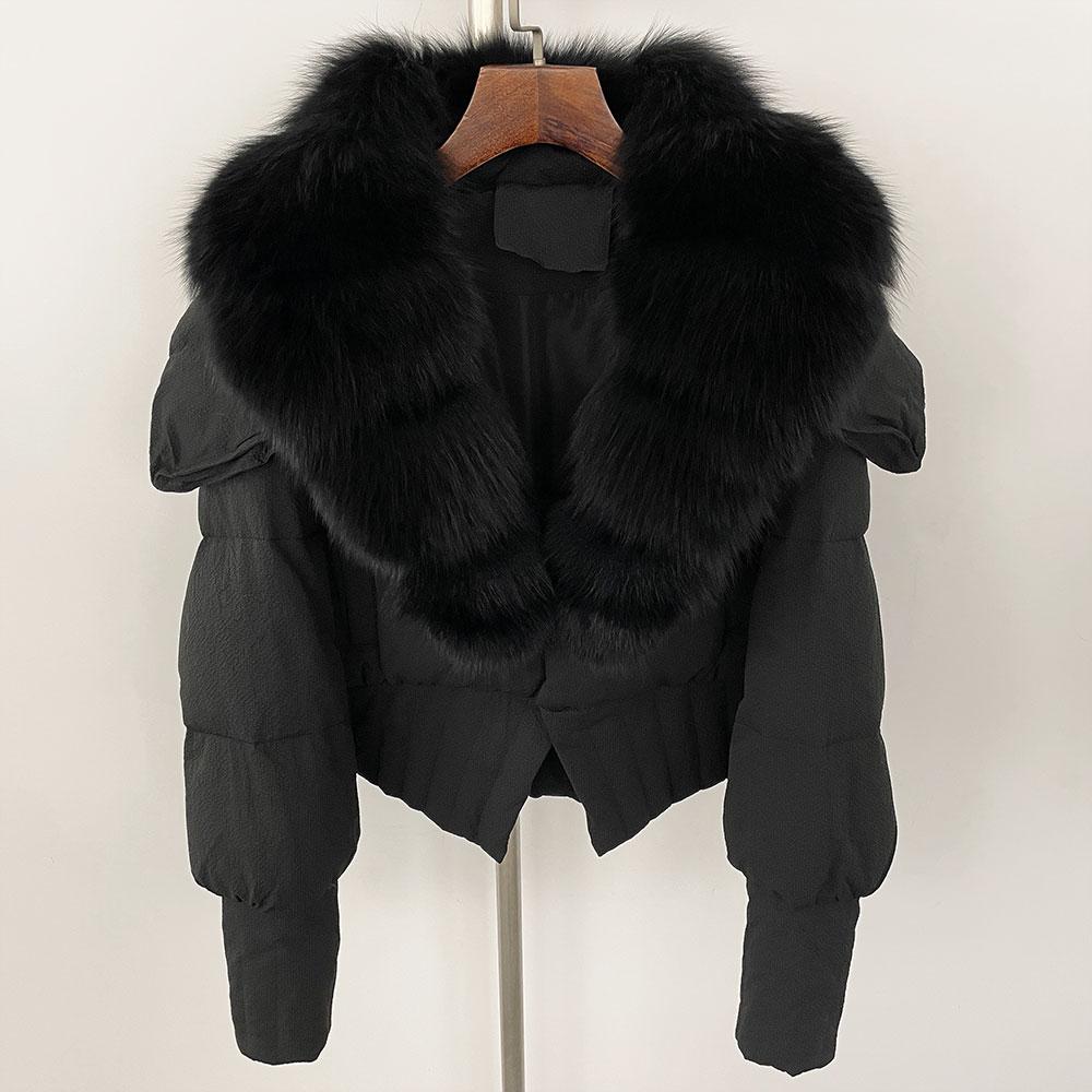 OFTBUY Down Jacket Women 2024 New Winter Natural Real Raccoon Fox Fur Collar Short White Duck Down Coat Thick Warm Casual Outerwear