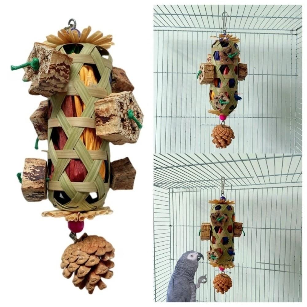 Bite Resistant Pet Bird Chew Toy Bamboo Woven Teeth Grinding Toy  For Cockatiel Conure Cockatoos
