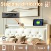 Lit plateforme rembourré avec tiroirs de rangement, station de recharge, enceinte intelligente, tête de lit étoile lumineuse, capacité de charge 300 kg