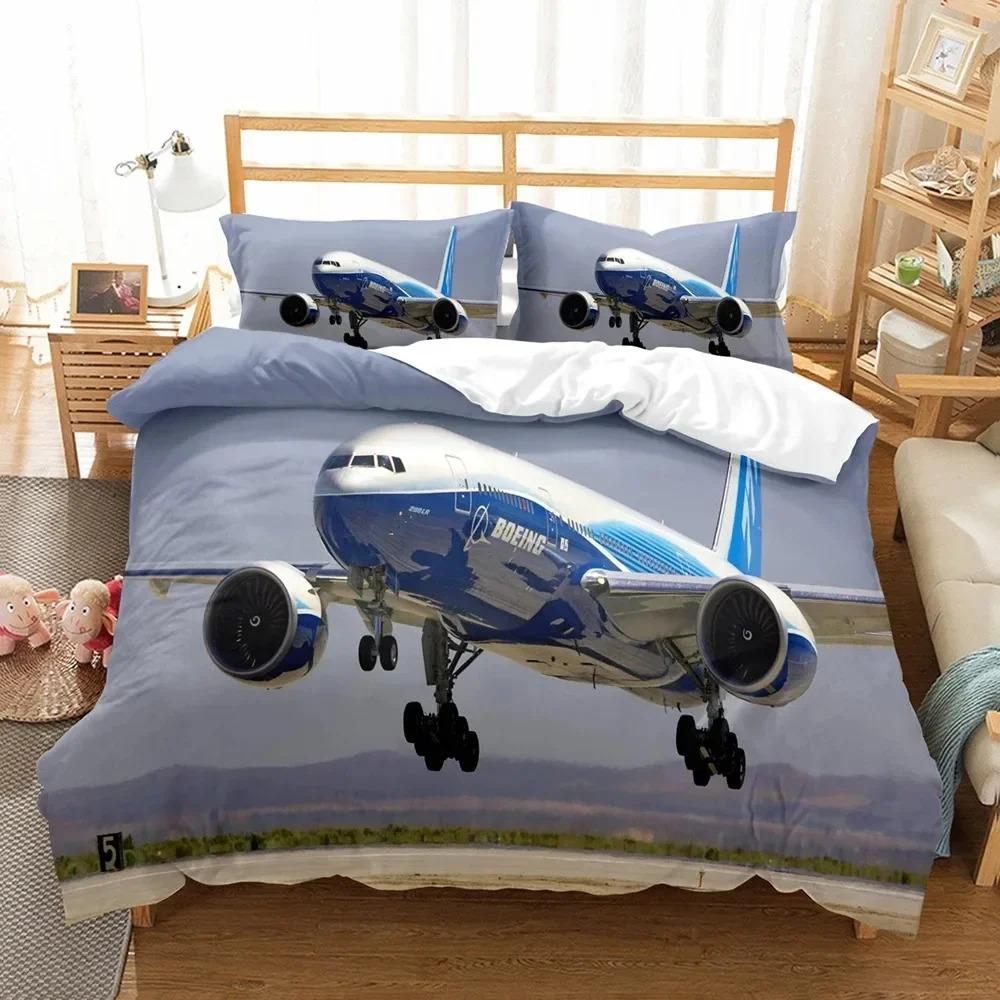 Literie 3D Avion Ciel Bleu Imprimé Taille Queen Pour Garçons Enfants Housse de Couette Avion Linge de Maison De Literie