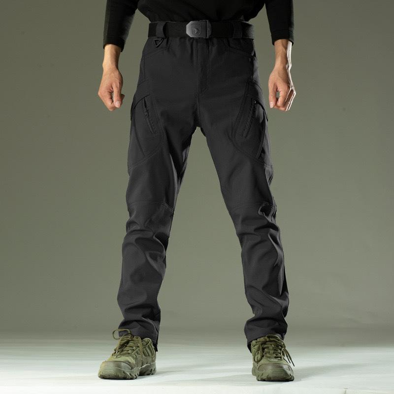 Men's Grey Tactical Cargo Pants Quick Dry Multi Pocket Elastic Waist