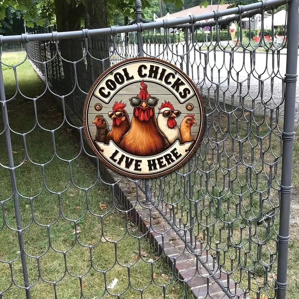 Vintage Metal Chicken Wall Sign Cool Chicks Here Farmhouse Decor Plaque