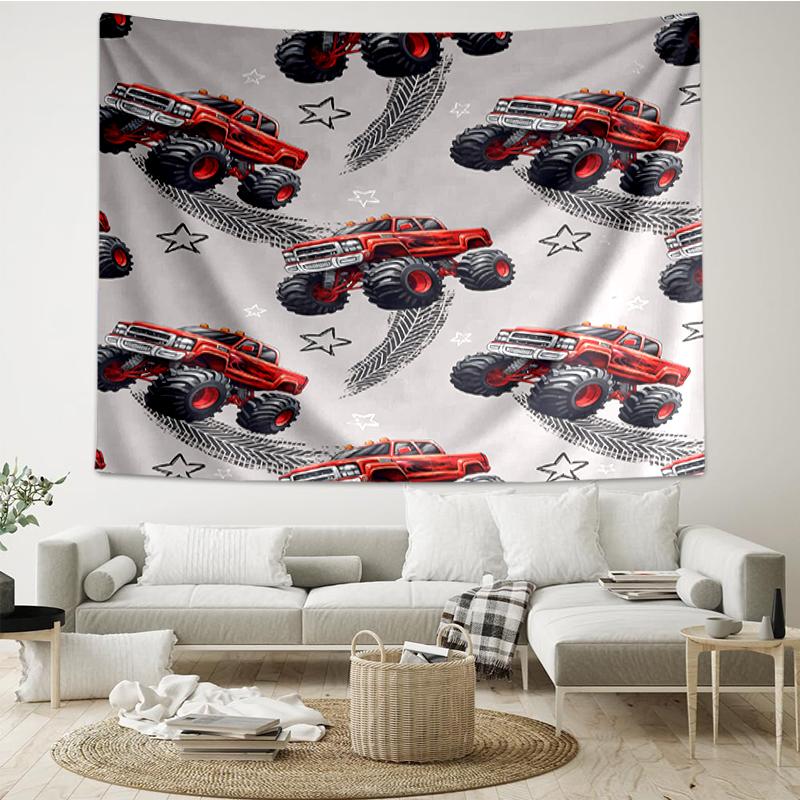 Truck Print Tapestry, Backdrop, Easy Setup, Ideal for Bedroom, Office & Living Room, with Aesthetic Wall Hanging Decor.