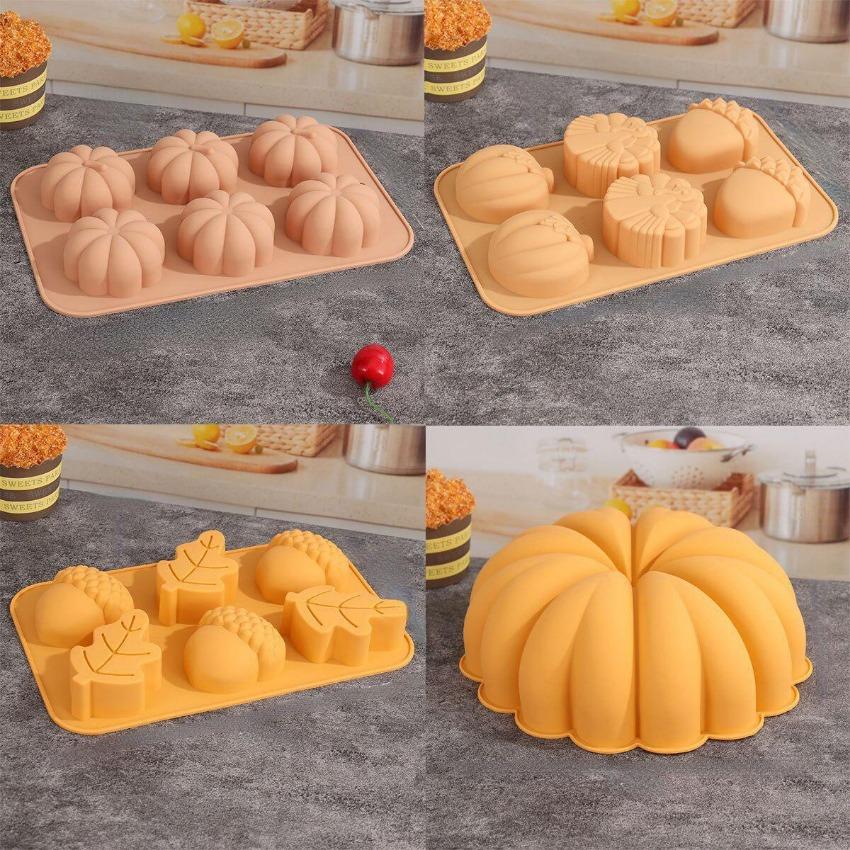 1 Pcs Pumpkin Cake Silicone Mold DIY Pinecone Biscuit Candy Pudding Baking Tool Tree Leaf Candle Soap Mould