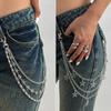 Punk Style Hollowed Out Pentagram Chain Jeans Chain, Hip Hop Star And Moon Pendant Waist Chain Hanging Chain