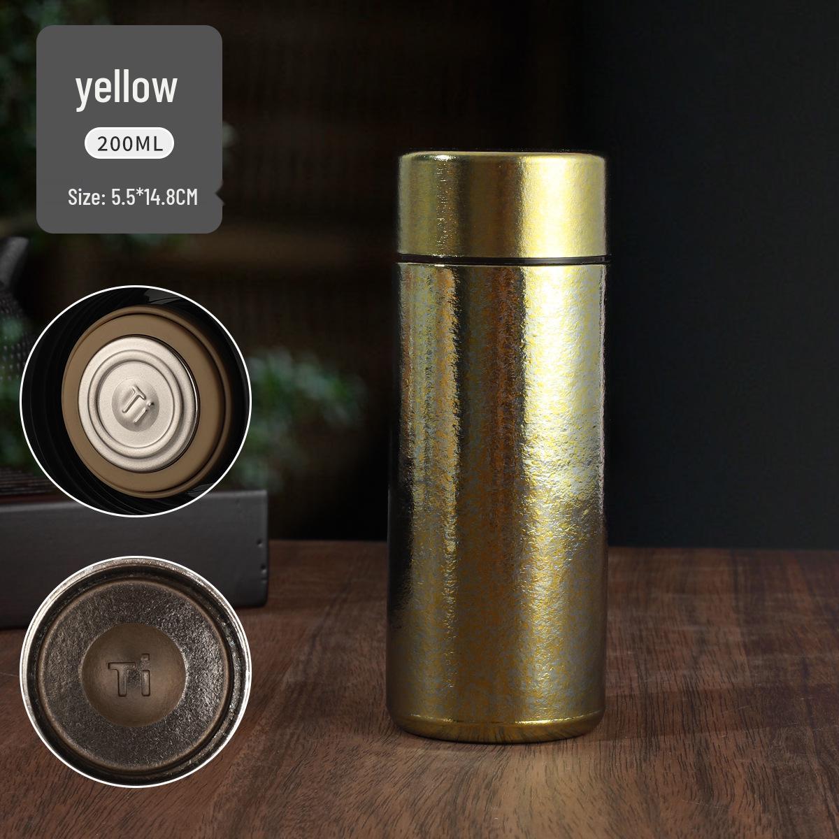

Compact Titanium Insulated Cup - Portable Mini Student Gift with Engraving 200ml жовтий