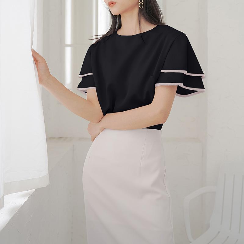 Lotus Leaf Sleeve Chiffon Shirt Women's Small Fresh Temperament Loose Minimalist Style Women's Shirt