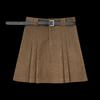 Women's High Waist Khaki Corduroy A-Line Midi Skirt - Autumn/Winter 2024 Collection