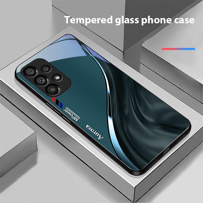Water Flow Pattern For Samsung Galaxy S 8 9 10 20 Plus 21 FE 22 23 24 Ultra S7 Edge Black Tempered Glass Phone Case Hard Shell