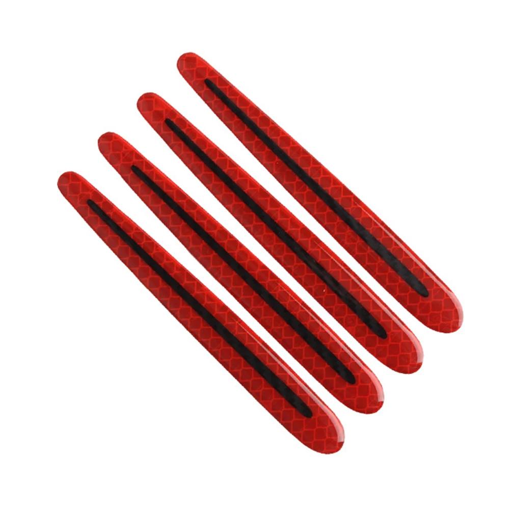 4 pezzi adesivi riflettenti 3D per auto in fibra di carbonio, strisce di avvertimento protettive per maniglie delle portiere, accessori esterni per auto