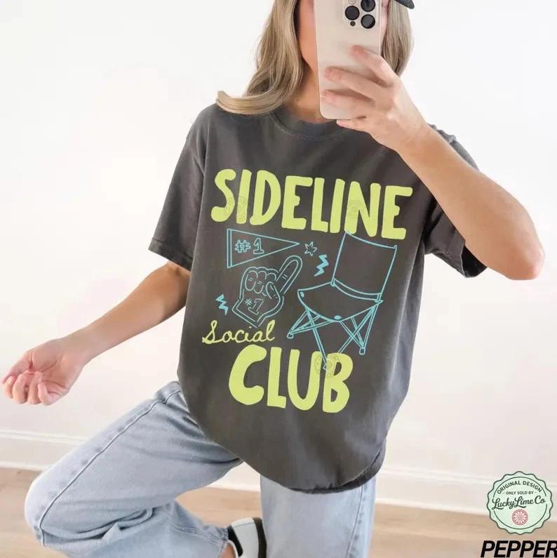 Sideline Social Club Shirt Baseball Mom Game Day Sports Mama Soccer Softball Tee S