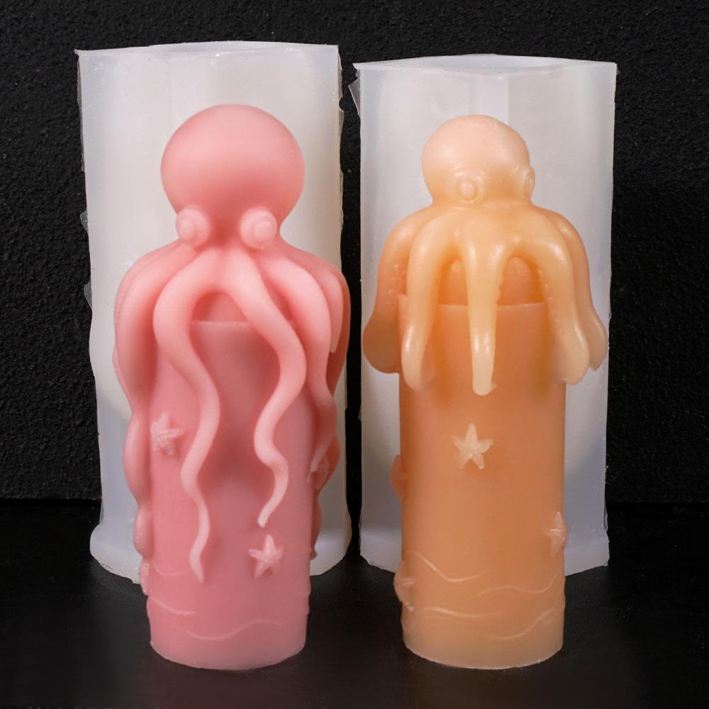 3d Octopus Silicone Mold Safe Octopus Cylinder Candle Mold Ocean Starfish Mold Non Toxic For Home Decoration Ocean Themed Party