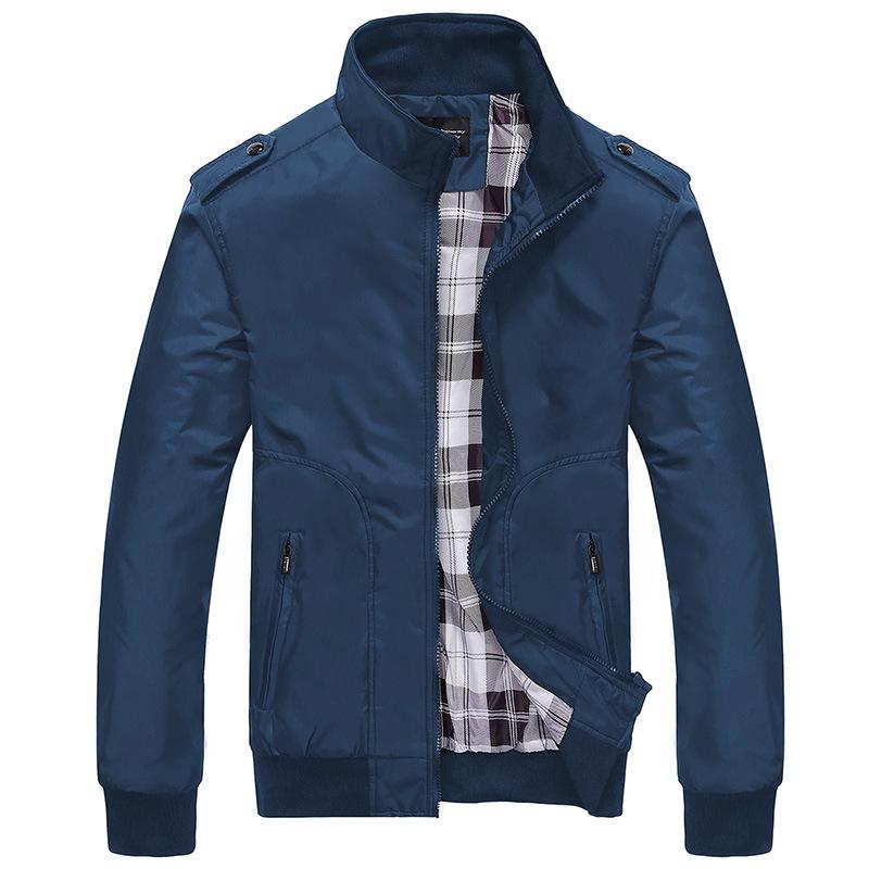 Men's Korean Style Casual Stand Collar Baseball Jacket - Spring/Autumn, Plus Cotton Thickened, Trendy Top