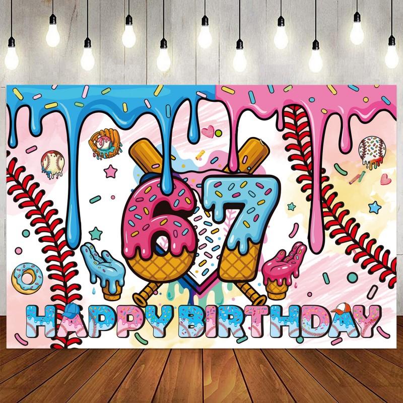 Six Seven Theme Party Decorations 67 Party Backdrop Party Accessories Hanging Flags Cake Toppers Ballons Decorations