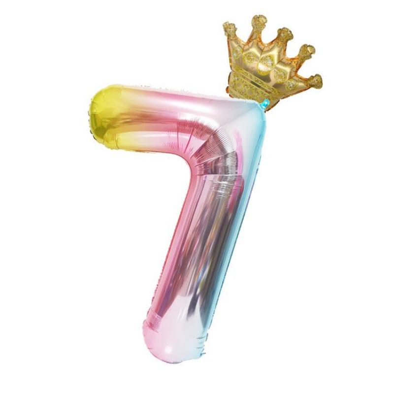 40-inch Gradient Digital Crown Balloon for Children's First Birthday Party Decoration