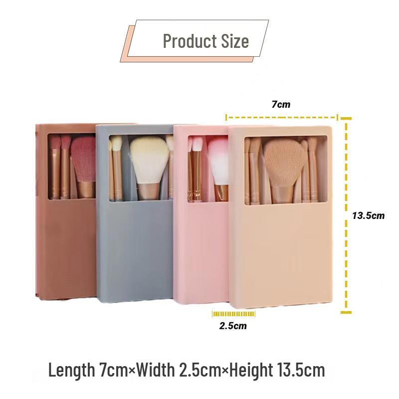 

Трансграничный портативный набор из 5 кистей для макияжа с зеркалом для путешествий – включает инструменты для теней для век, рассыпчатой пудры и румян. оранжевый