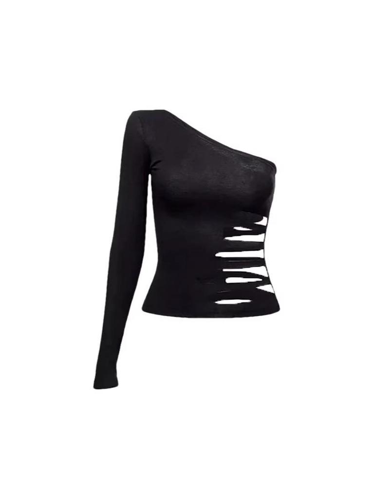 One-Shoulder Spicy Girl Long Sleeve T-Shirt - Spring Collection