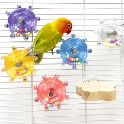 Parrot Spinner Toy Interactive Birds Spinning Wheel Chew Toy Rotating Treat Dispenser Puzzle Cage Accessory for Parakeets Conures Cockatiels