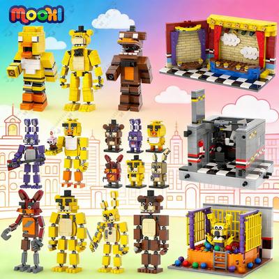 MOOXI FNAF Kreslená Hororová Hra Film Obnovit Scénu Postava Stavebnice Sada DIY Kostky Model pro Dospělé Montessori Dětské Hračky