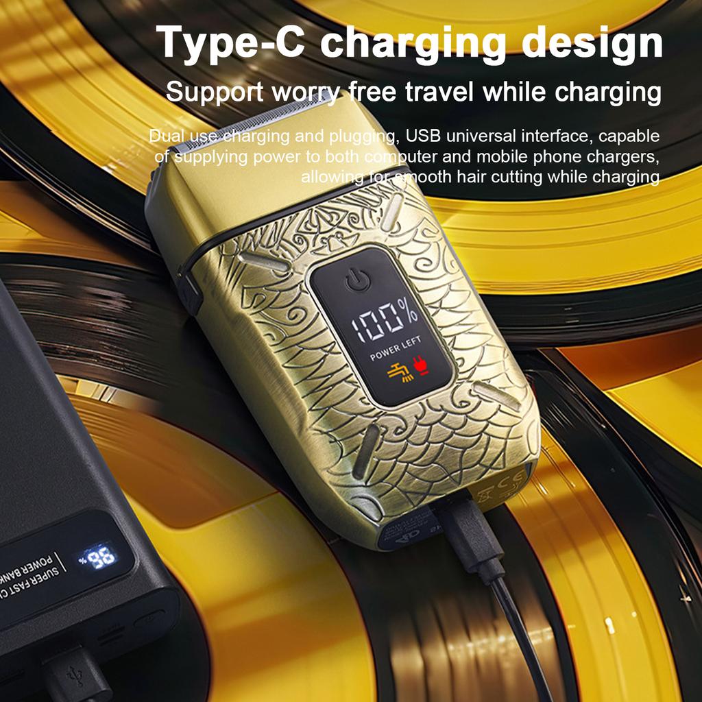 Men s Electric Beard Trimmer with 3 Heads Shaving Foil Razor Bald Head Shaver Full Body Washable Dry and Wet Use