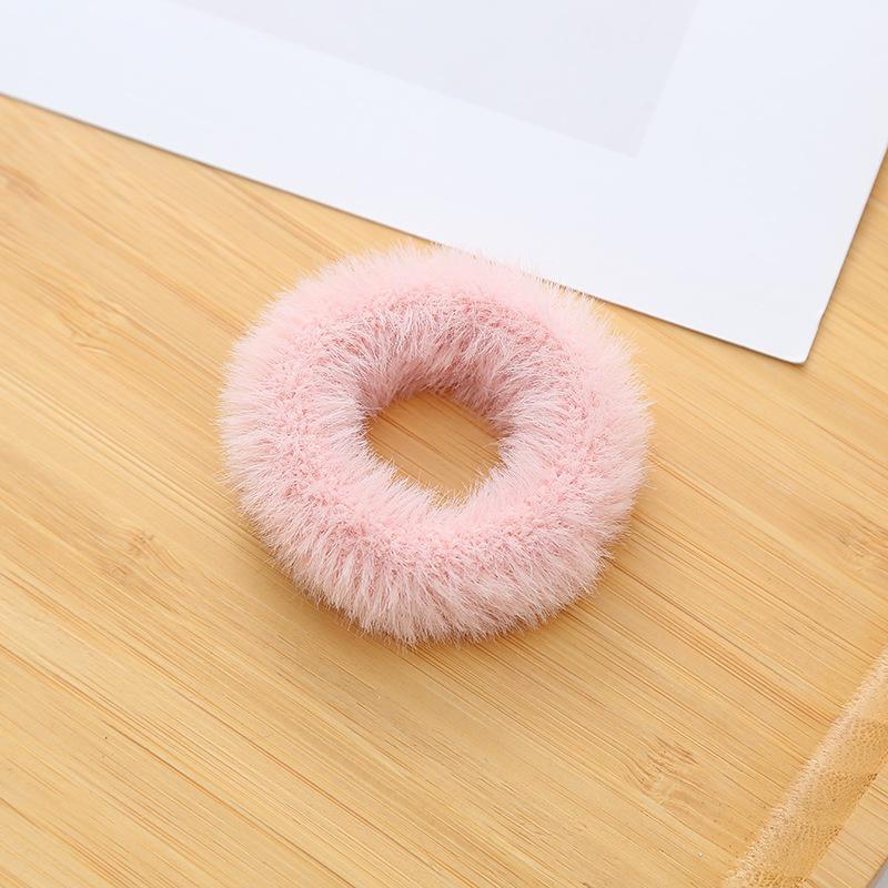 2 Pcs New Colorful Fluffy Hair Band for Women Girls Ponytail Holder Hair Tie Plush Scrunchie Rubber Band Fashion Hair Accessories