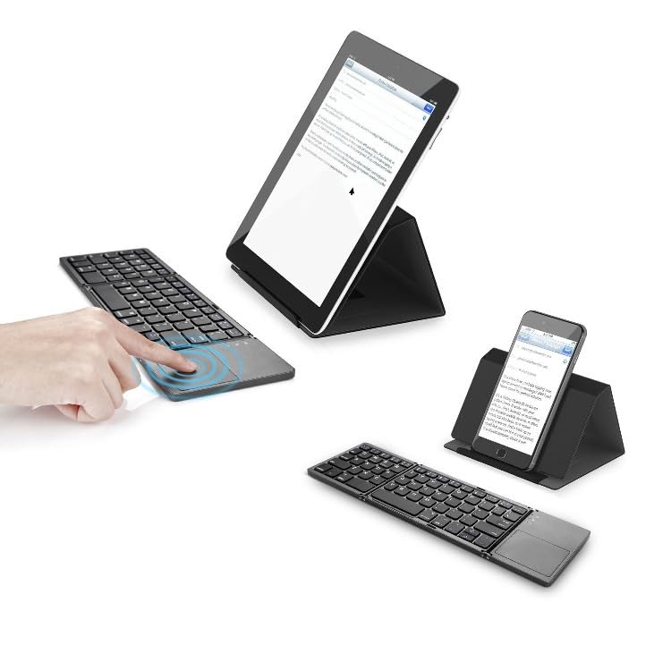 Bluetooth keyboard with US keyboard and wireless portability for and PCs Ultra-thin, foldable, layout, touchpad, Windows, Android, iOS, HMS, tablets,