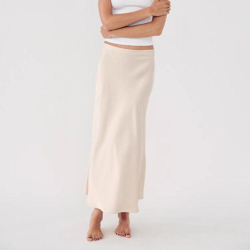 Spring New Arrival Fashion Style A- Line High Waist Mid-Length Skirt Silk Satin Texture Midi Skirt Skirt 8338537