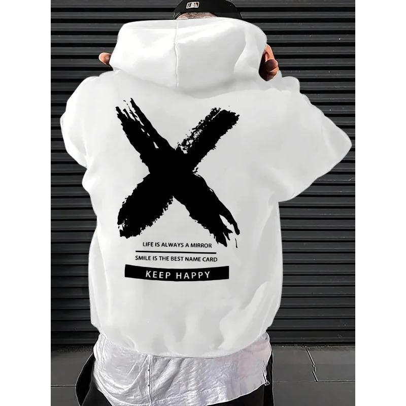 Men's hip-hop hooded sweatshirt font design printed hooded sweatshirt high-quality casual sweatshirt