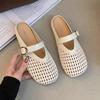 Hollow Bag Head Half Slippers Women's Breathable New Summer Mesh Outer Wear Soft Bottom Slippers Woven Shallow Mouth Flat Bottom Sandals