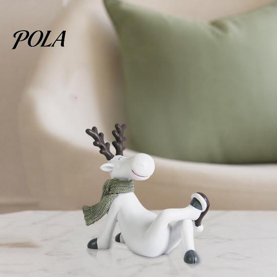 Modern Home Tabletop Accents Nordic Minimalist Resin Reindeer Figurine with Knitted Scarf, Cute Healing Deer Statue, Matte White Whimsical Animal