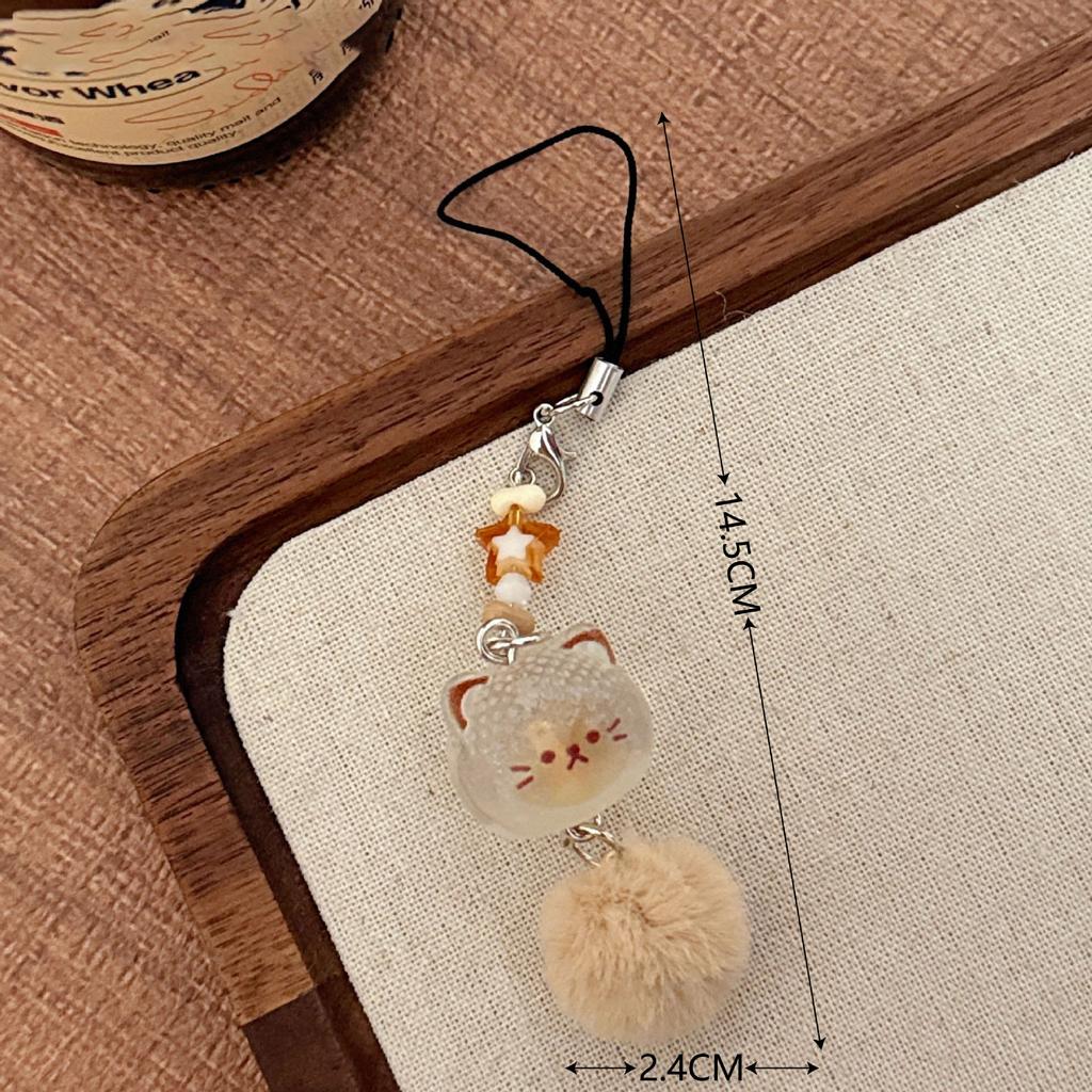 2 Pcs Cute Hairball Kitten Pendant Phone Chain Keychain Versatile Pendant Backpack Pendant