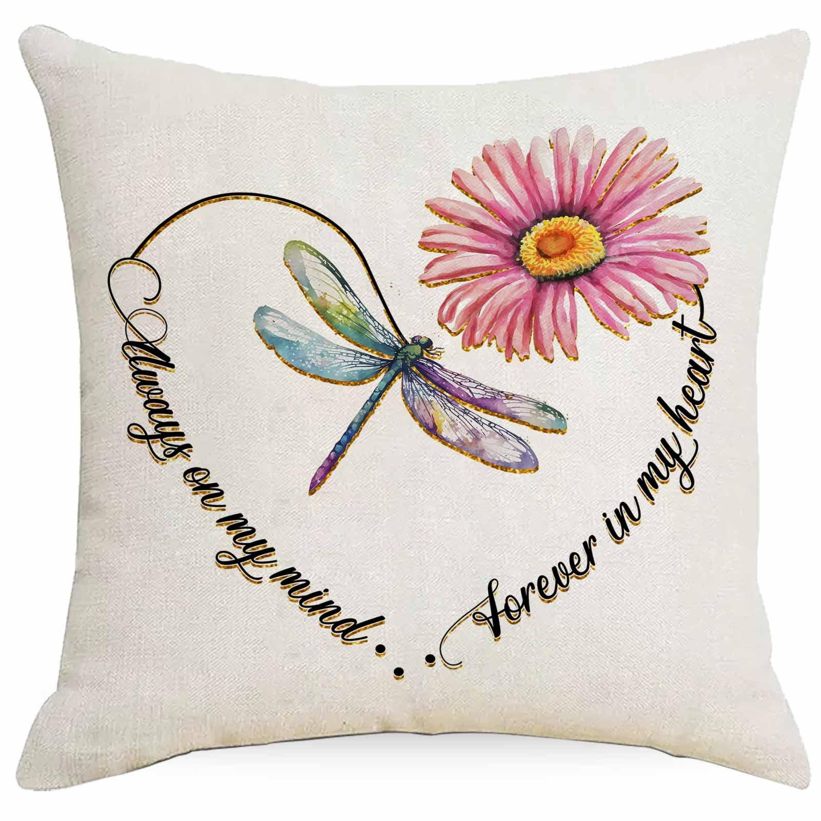 

New Summer Dragonfly Quotes Printed Pillow Cover Home Sofa Cushion Cover Premium Durable Quality Useful Practical 45 * 45Cm