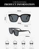 Square Wide 2 Sunglasses clear champagne Brand Popular Stylish Fashion Glasses UV Protection [Flex] (F L grey) Women's Men's